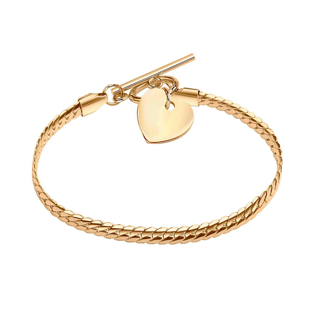 BRANSOLETKA ŻÓŁTE PVD SERCE 16+3 CM