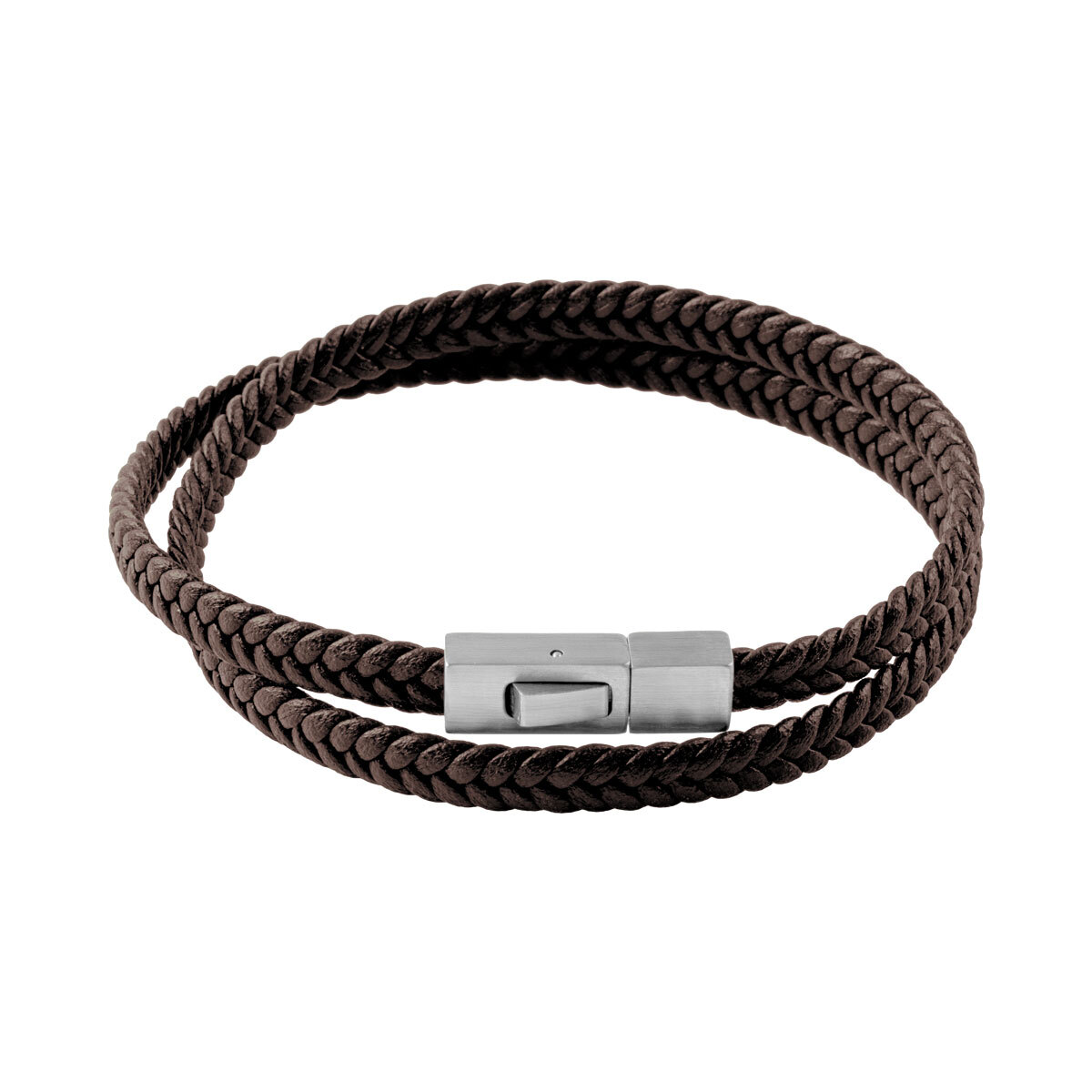 BRANSOLETA MESKA SKÓRA + STAL DO PODWÓJNEGO ZAWIĄZANIA 41 CM