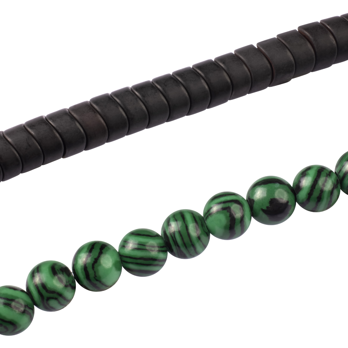 Steel bracelet with malachite and labradorite