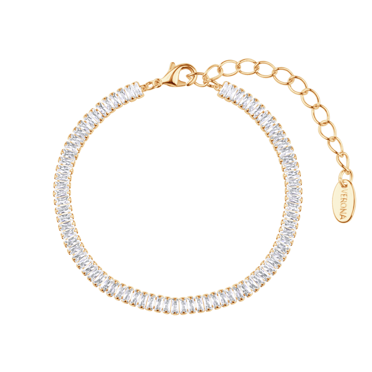 BRANSOLETKA ZŁOC CYRKONIE BEZBARWNE 21 CM