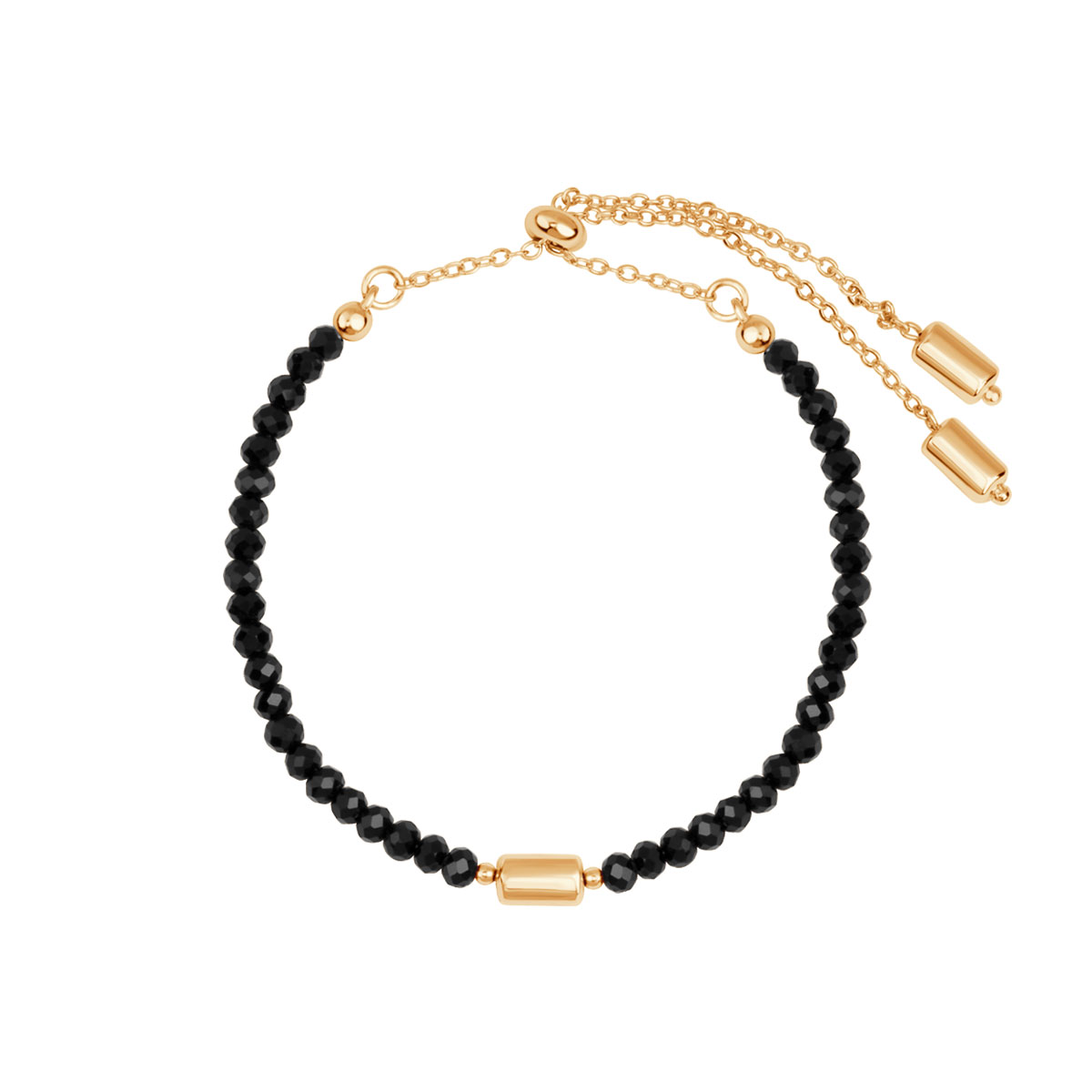 BRANSOLETKA ZŁOC SZKŁO CZARNE ZAPIĘCIE TYPU SLIDER 14+14 CM