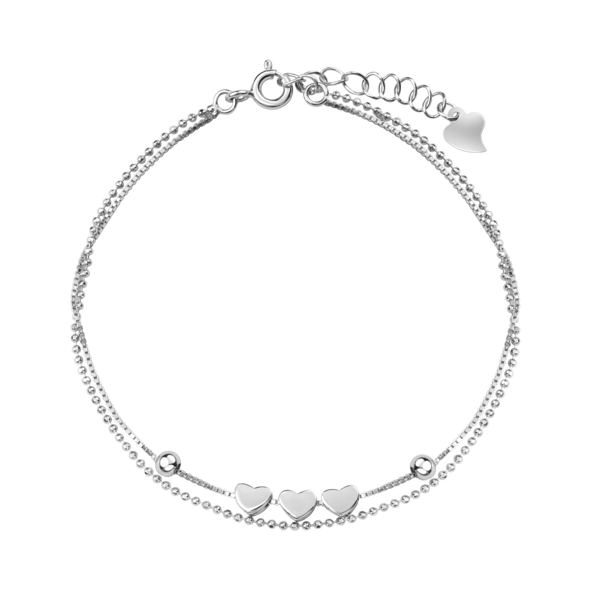 Bransoletka srebrna - serca - Bambini