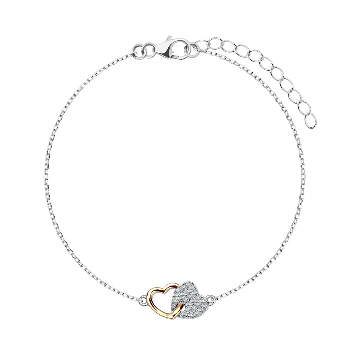 Bransoletka srebrna z cyrkoniami - serca - Symbole Miłości