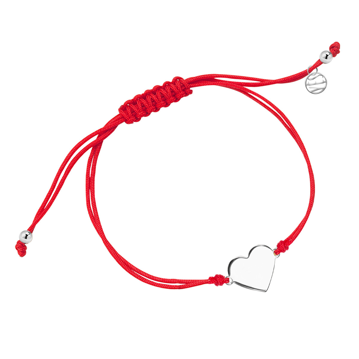 Silver bracelet on a string - heart - Hippie