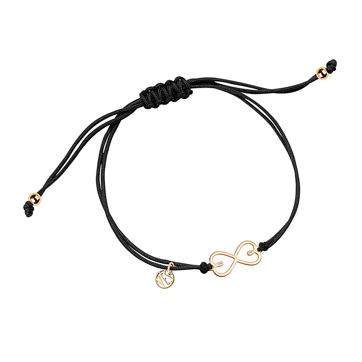 Gold-plated silver bracelet on a string - hearts