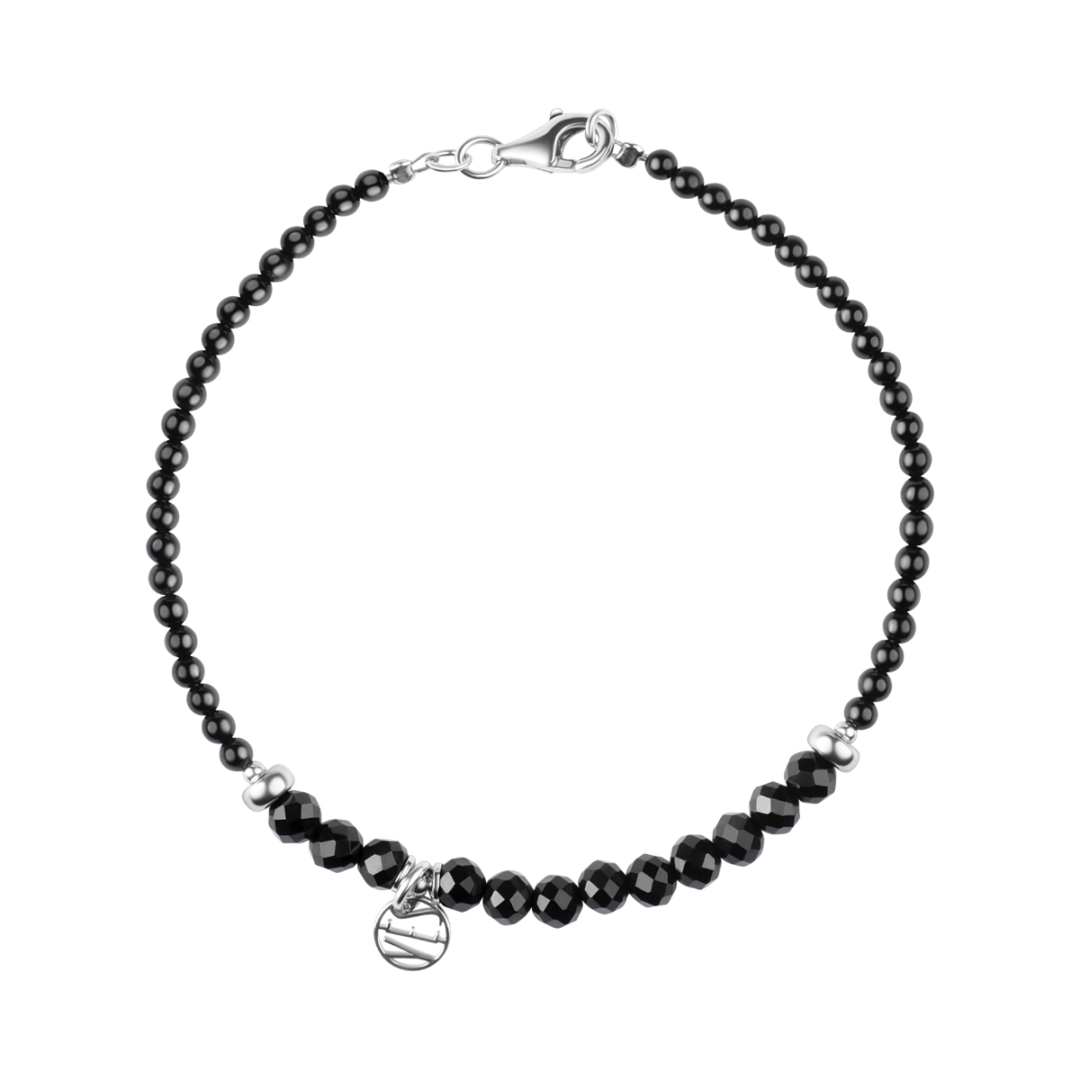 Silver bracelet with onyx - beads - Palette