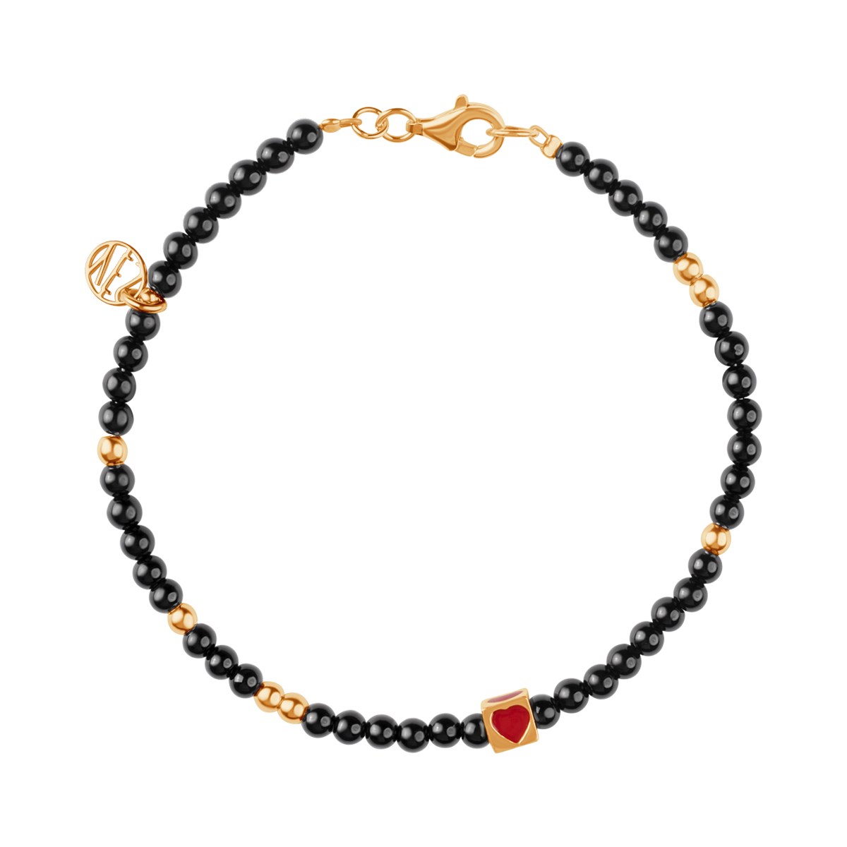 Gold plated bracelet with onyx - heart - Palette