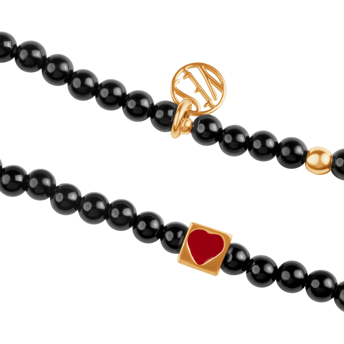 Gold plated bracelet with onyx - heart - Palette