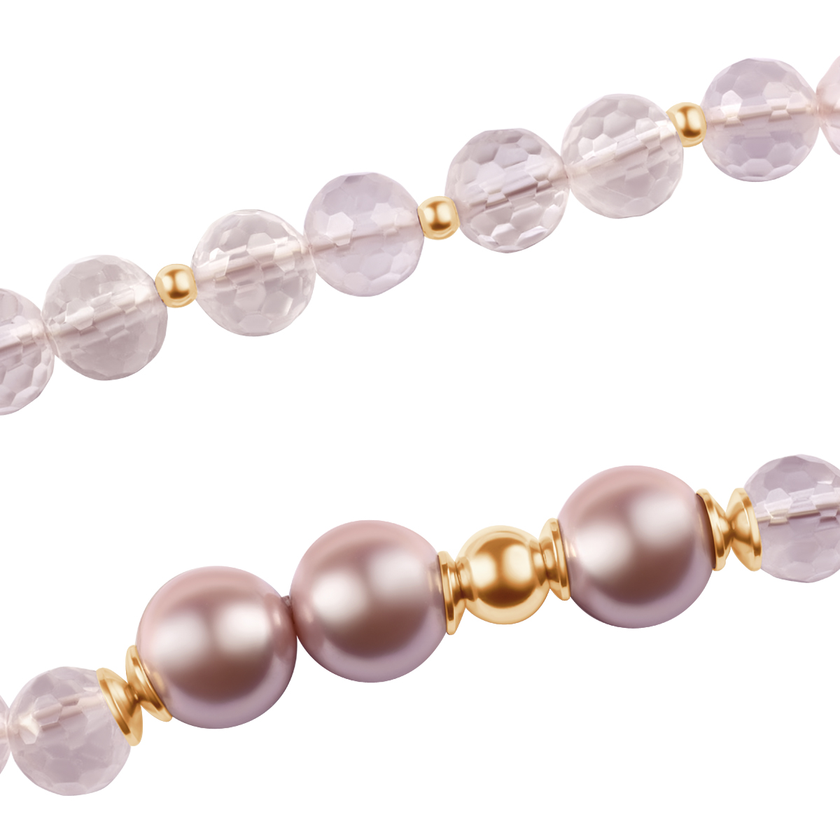 Silver gold-plated bracelet with quartz and shell - circle - Palette