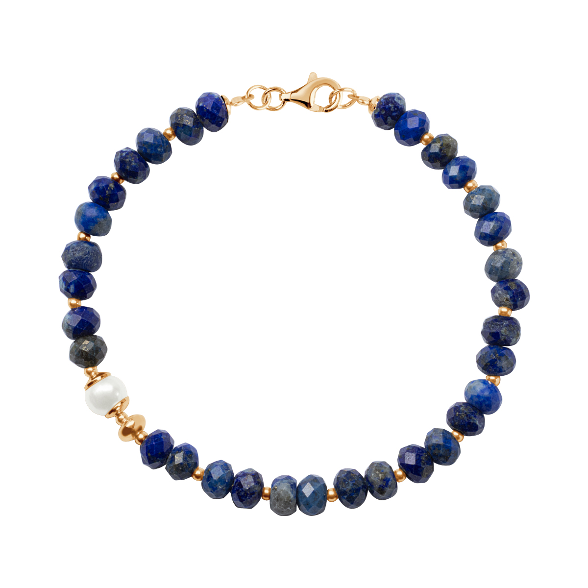 Pozlátený strieborný náramok s lapis lazuli a perlou - Palette