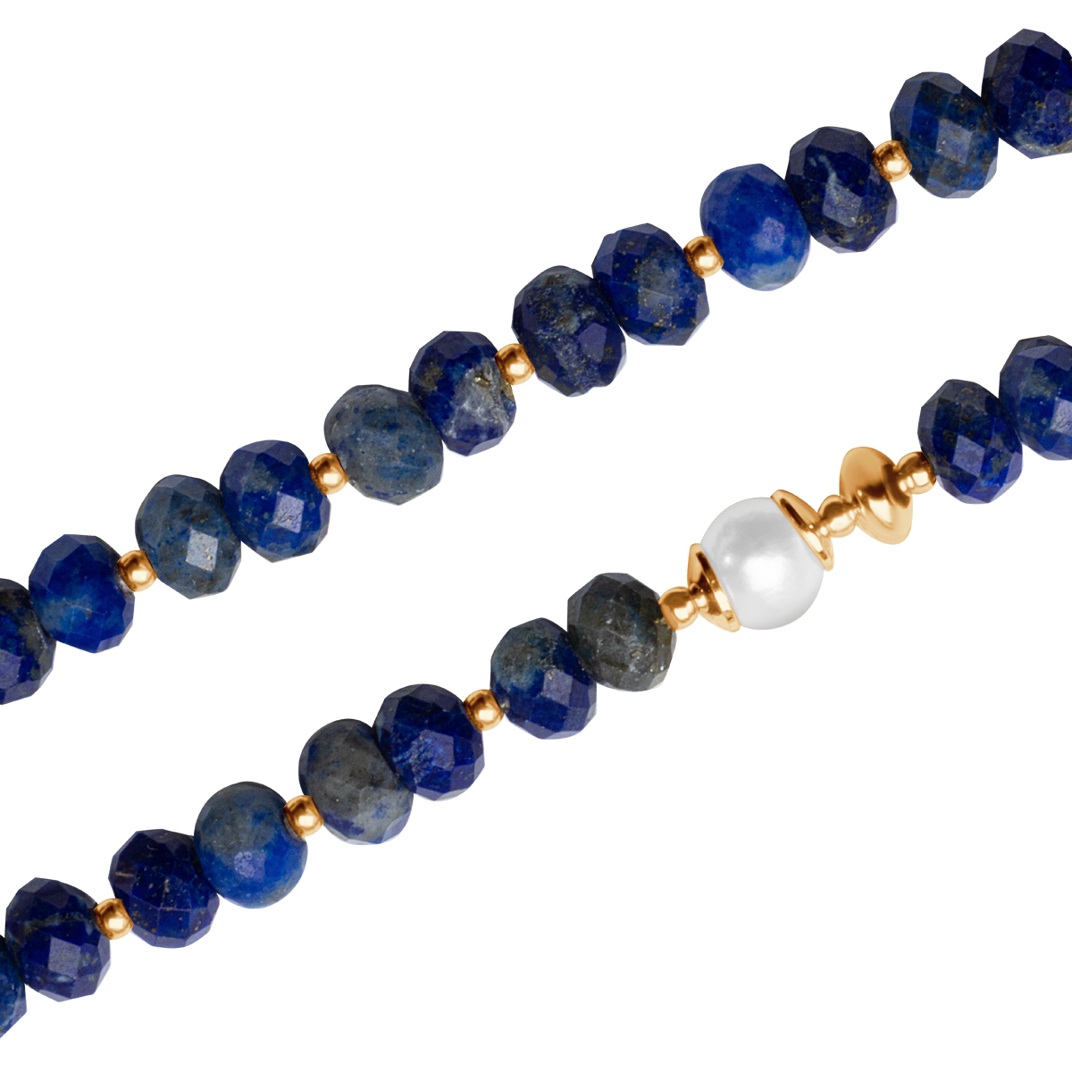 Pozlátený strieborný náramok s lapis lazuli a perlou - Palette