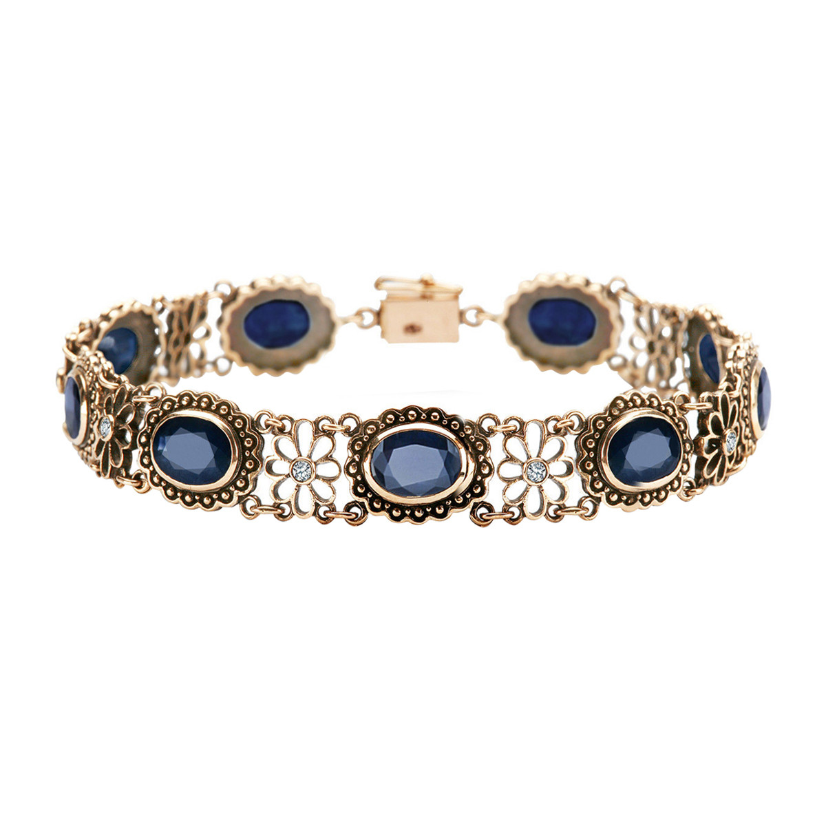 Gold bracelet with sapphires and diamonds - Victorian Collection
