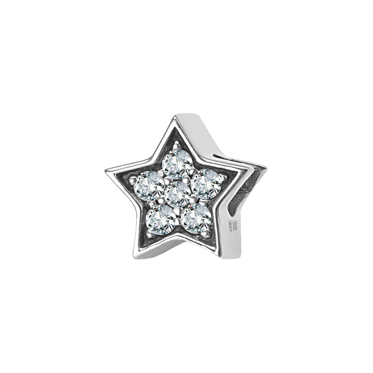 Silver beads with zirconias - star - Dots