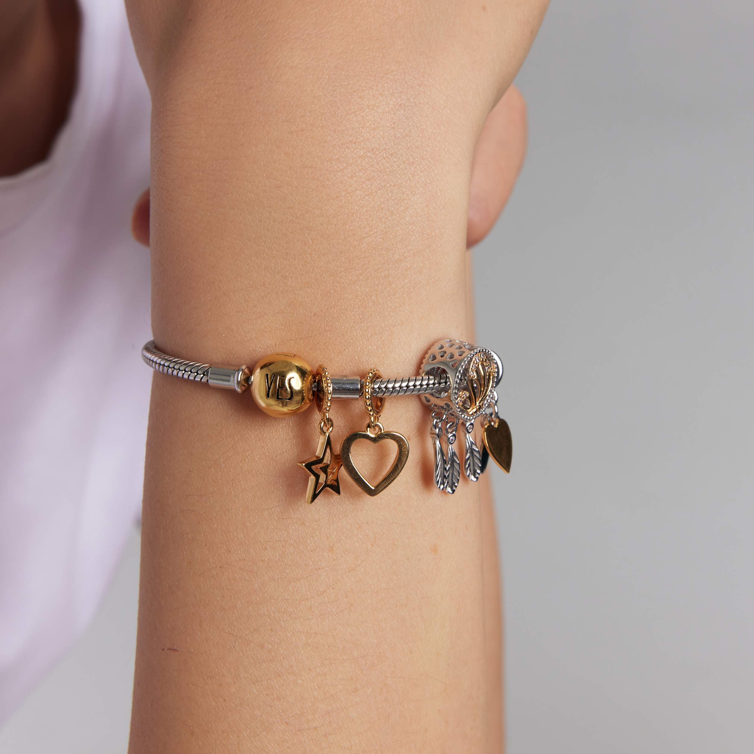 Silver beads - hearts - Dots