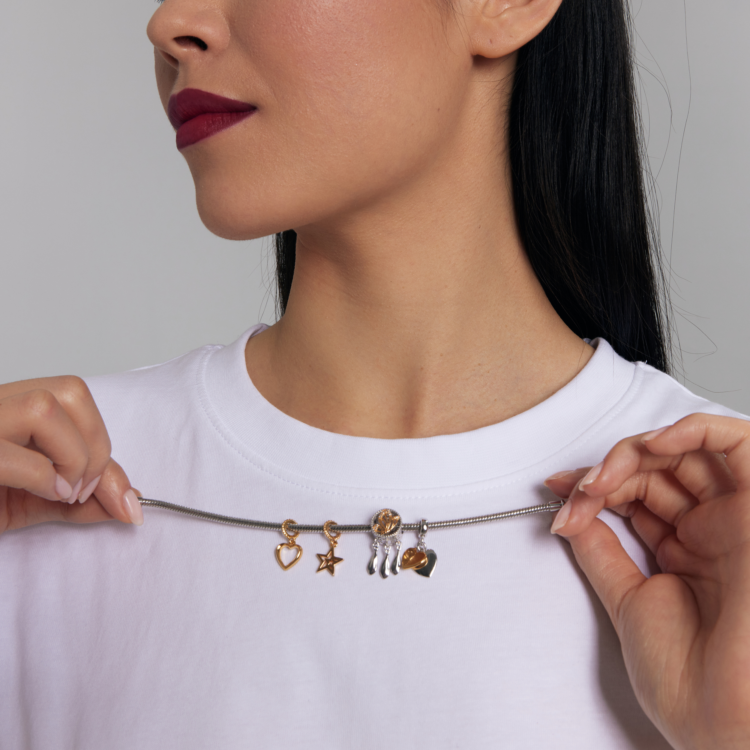 Silver beads with zirconias - dream catcher - Dots