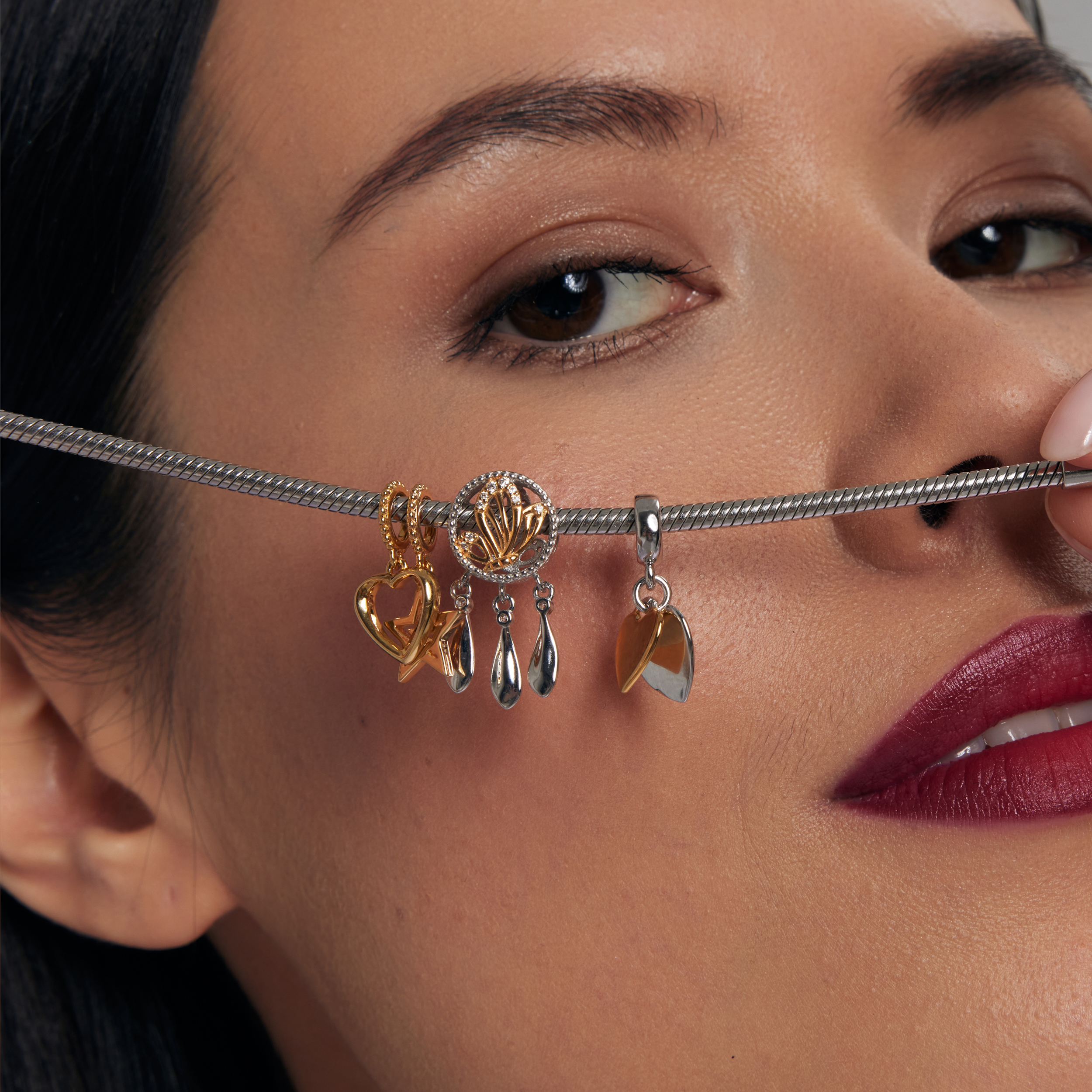 Silver beads with zirconias - dream catcher - Dots