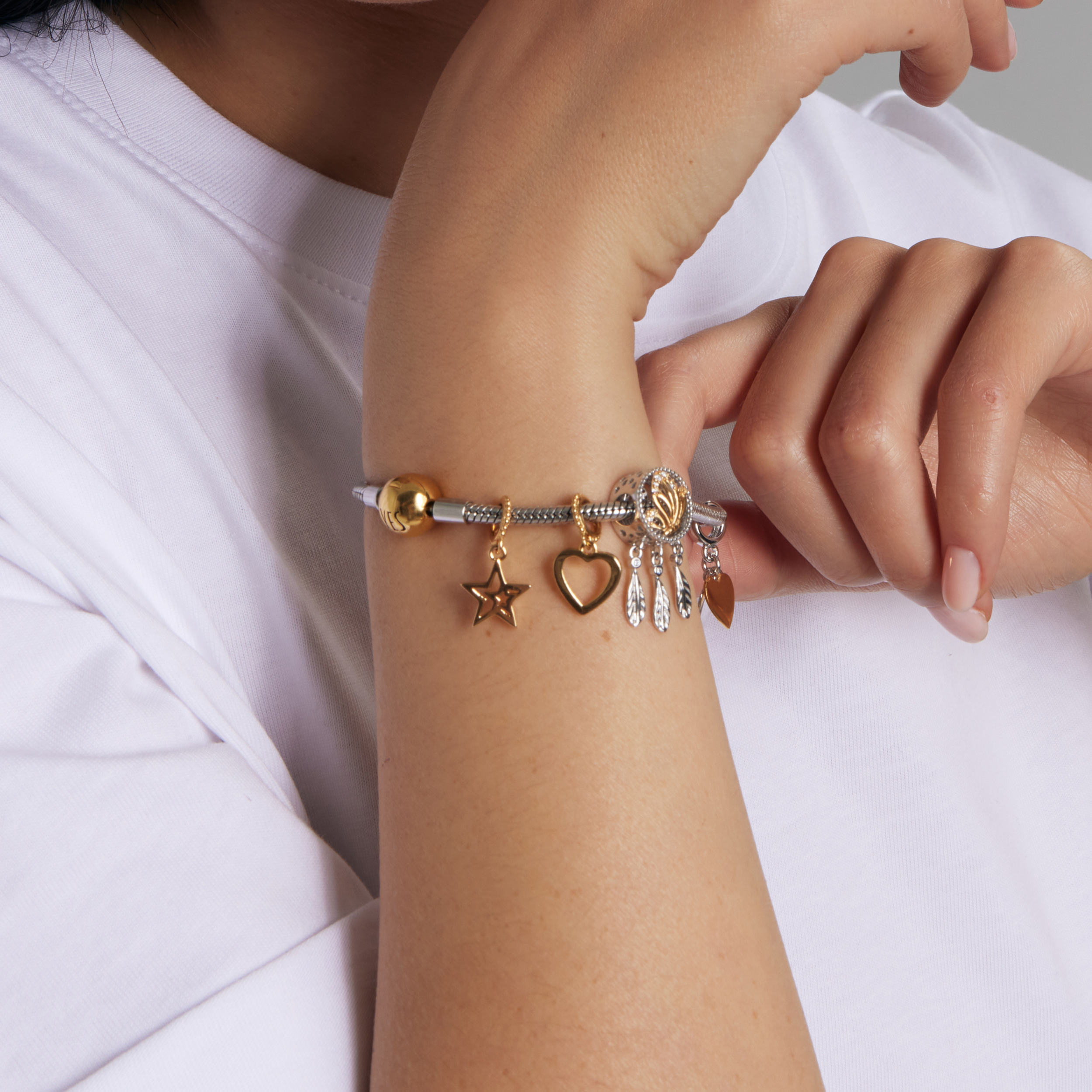 Silver beads with zirconias - dream catcher - Dots