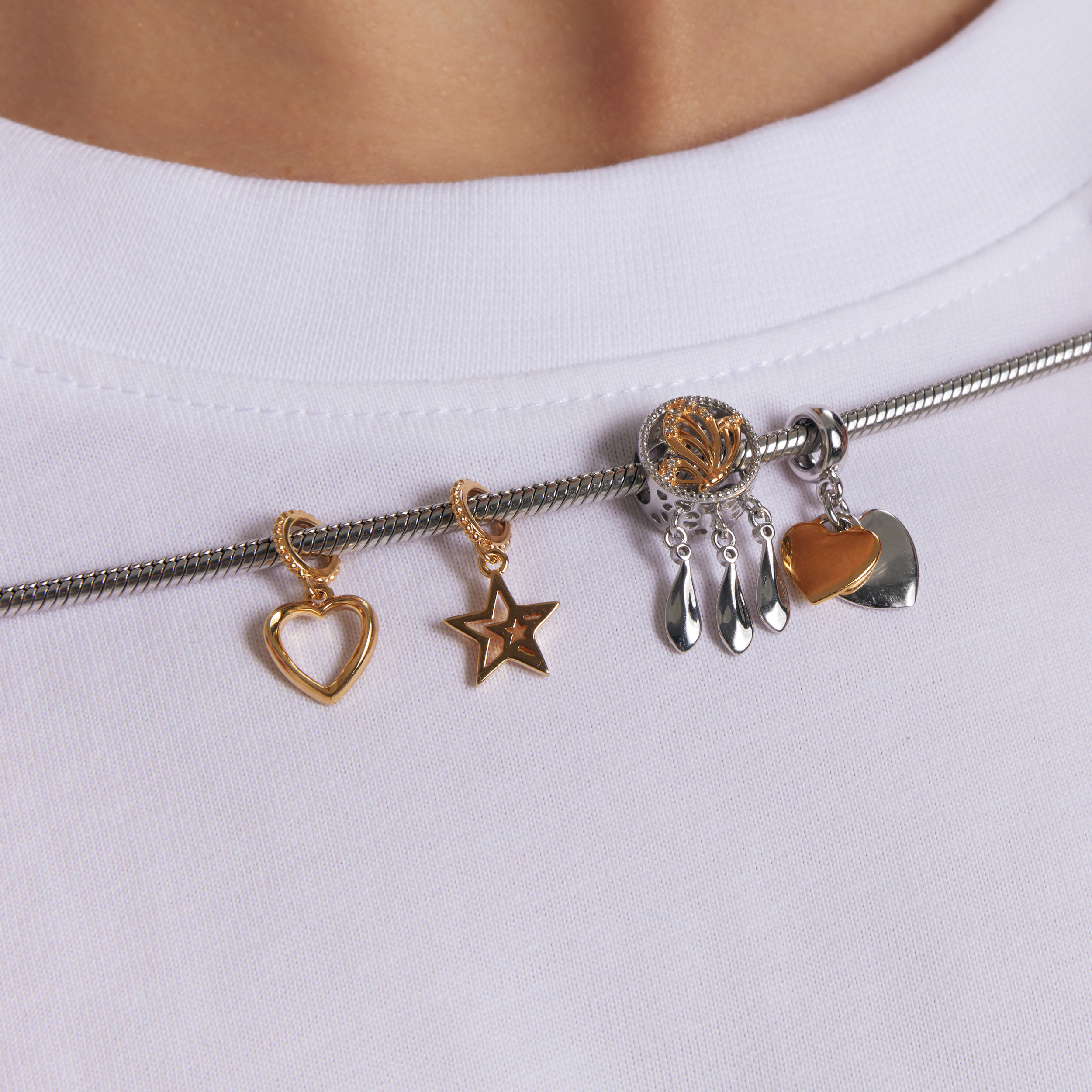 Silver beads with zirconias - dream catcher - Dots