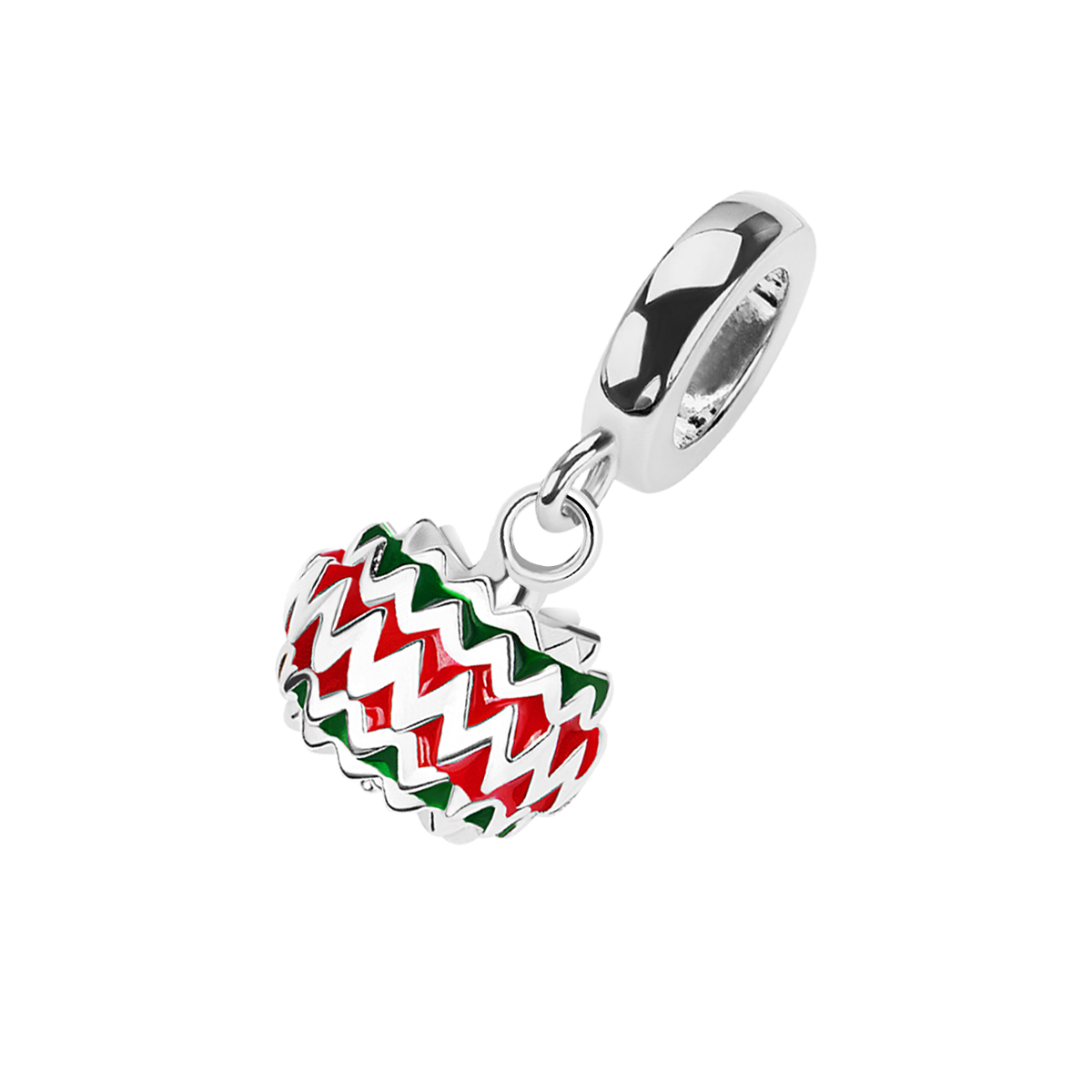Beads stříbrný se smaltem - vánoční ozdoba - Dots 