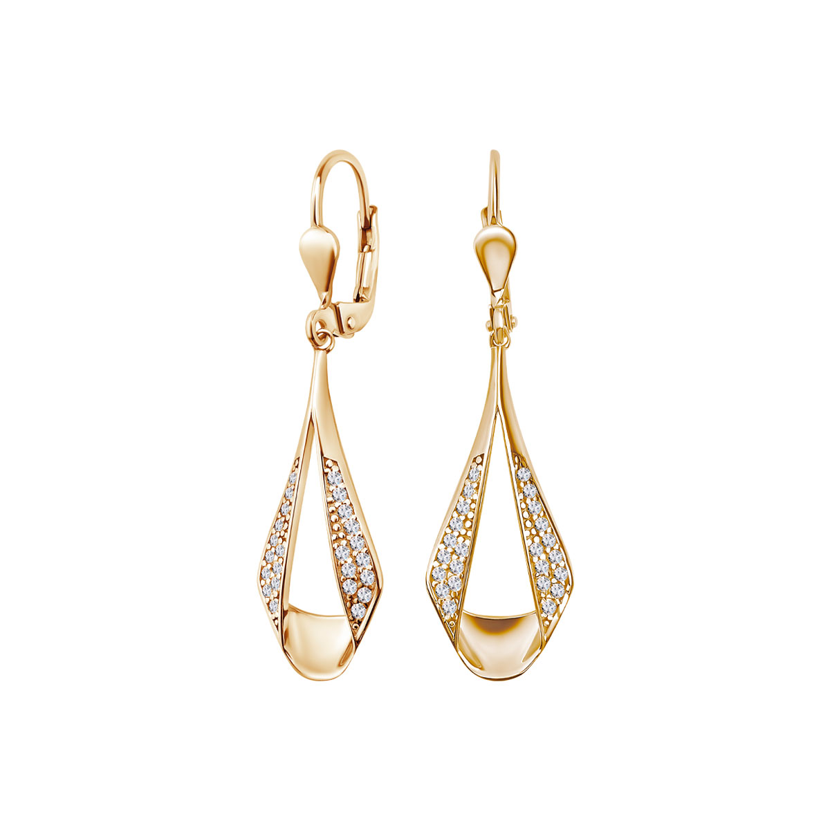 Kolczyki srebrne pozłacane z cyrkoniami