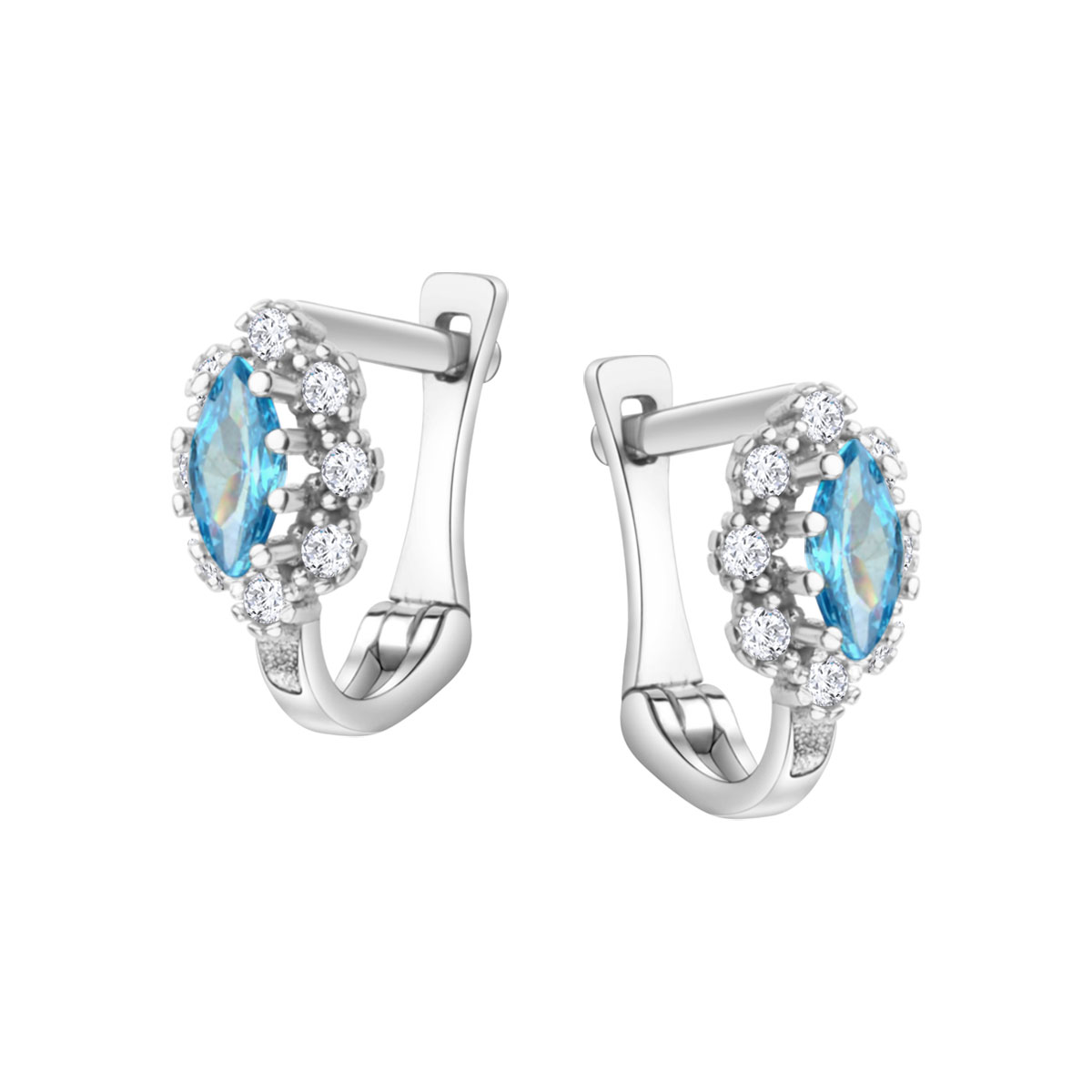 Earrings in white gold with zircons