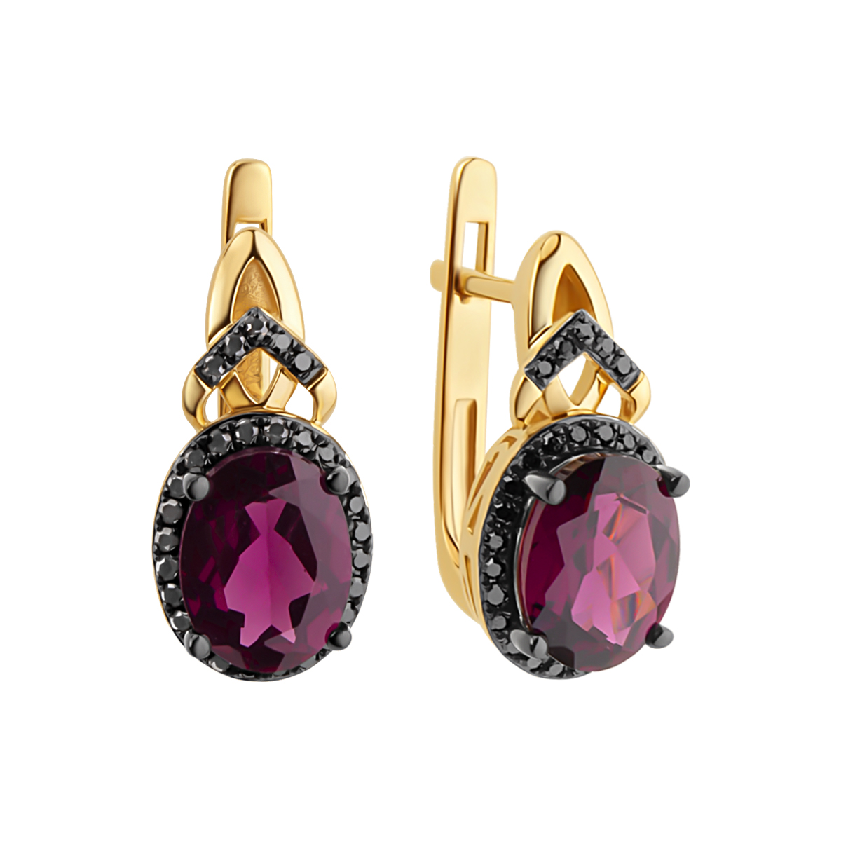 PIERŚCIONEK ZŁOTO DIAM.OŚM.CZARNE POPR. 0,11CT-38SZT GRANAT 2,34CT- 1SZT