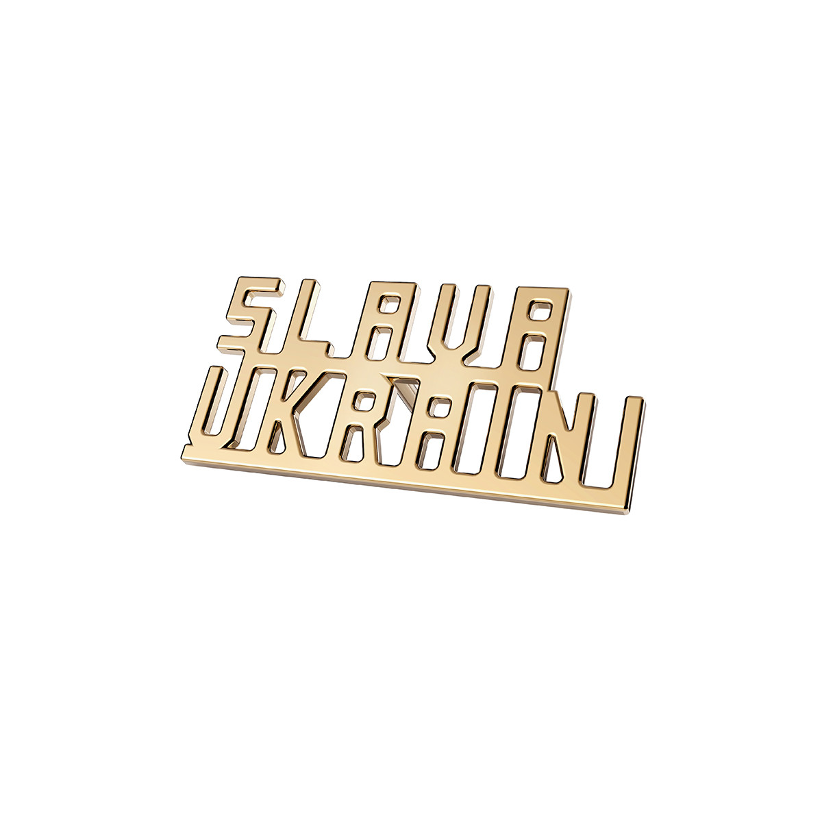 Gold plated silver pin - Slava Ukraini