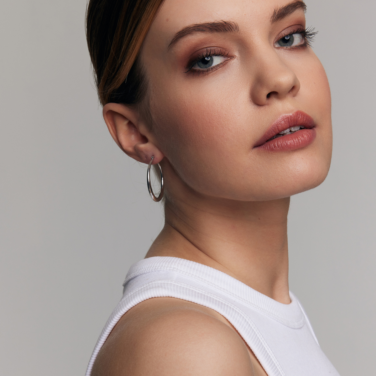 Earrings in white gold - circles