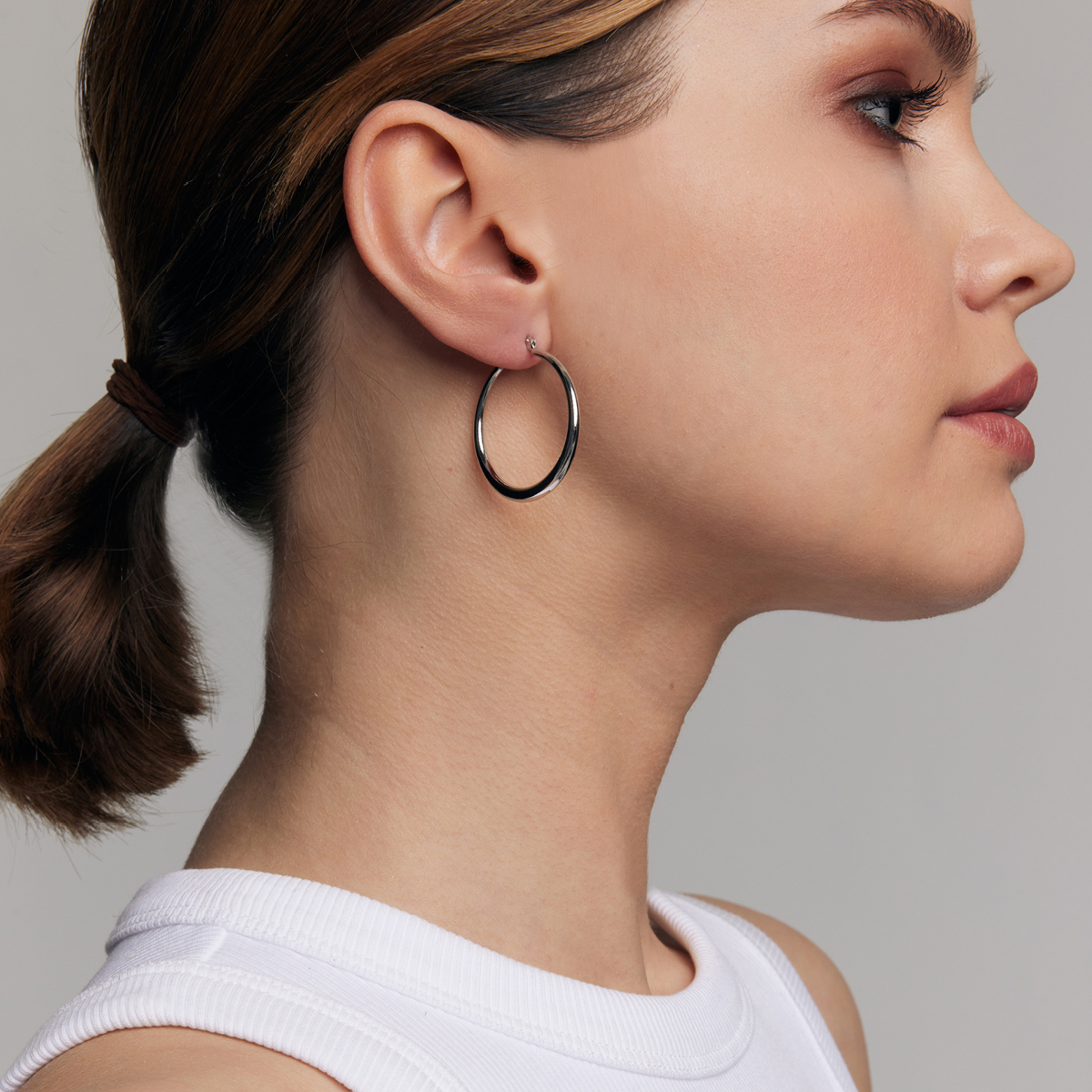 Earrings in white gold - circles