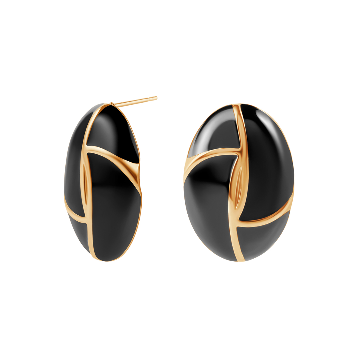 KOLCZYKI ŻÓŁTE PVD EMALIA CZARNA