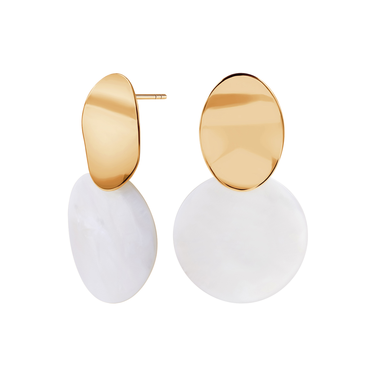 KOLCZYKI ZŁOC Z BIAŁĄ MUSZLĄ