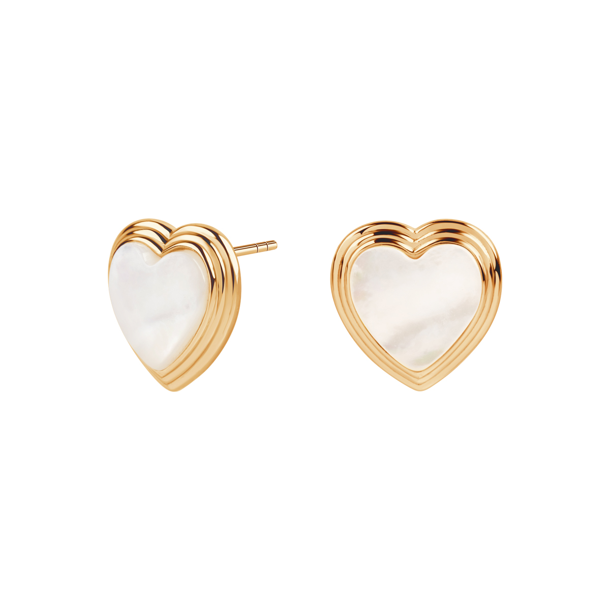 KOLCZYKI ZŁOC MASA PERŁOWA BIAŁA SERCE