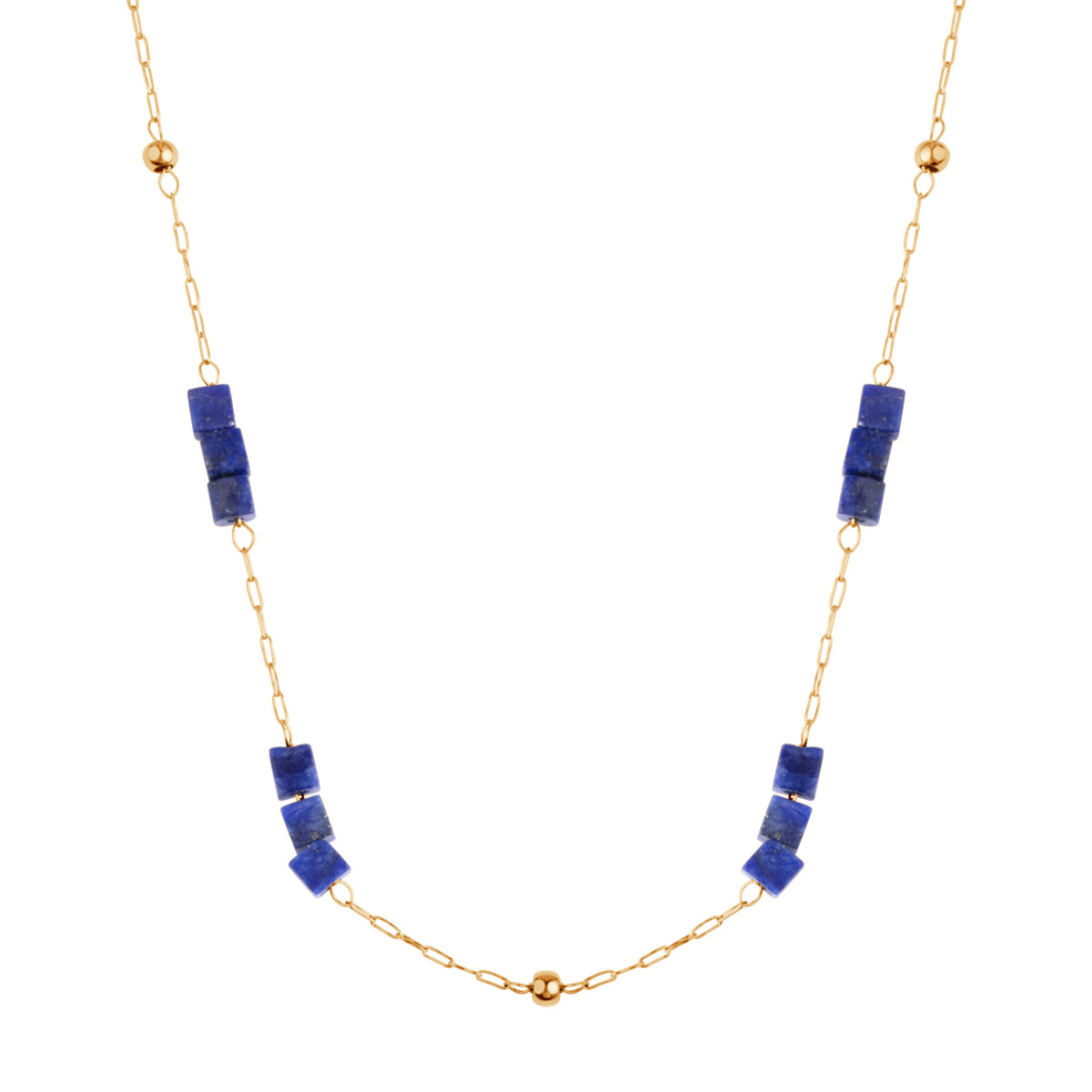 NASZYJNIK ŻÓŁTE PVD LAPIS LAZULI 40+5 CM