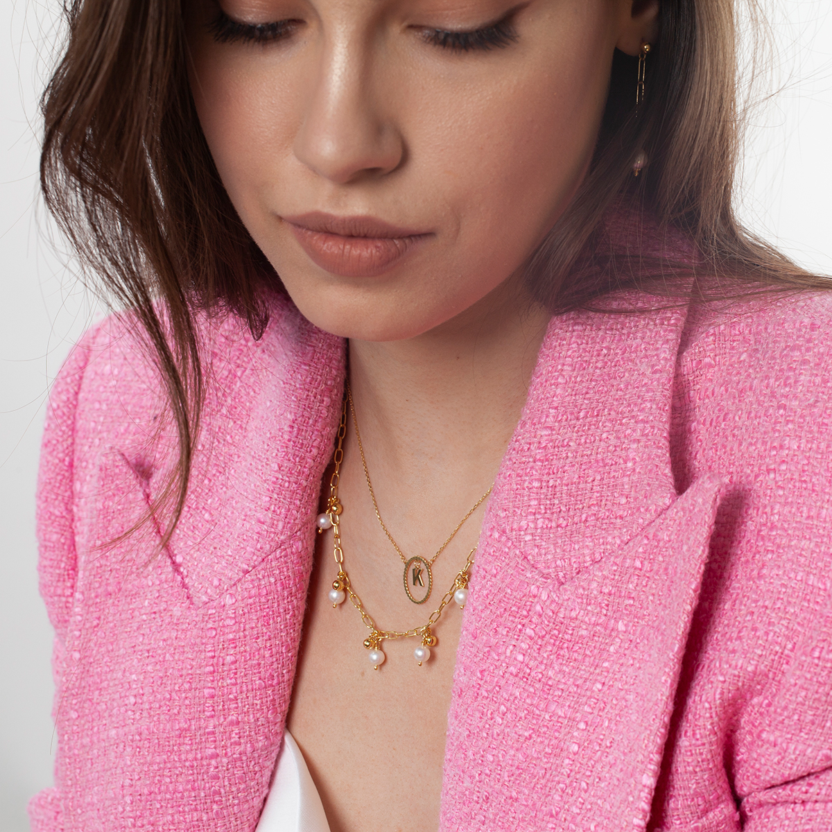 Gold-plated silver necklace - letter K