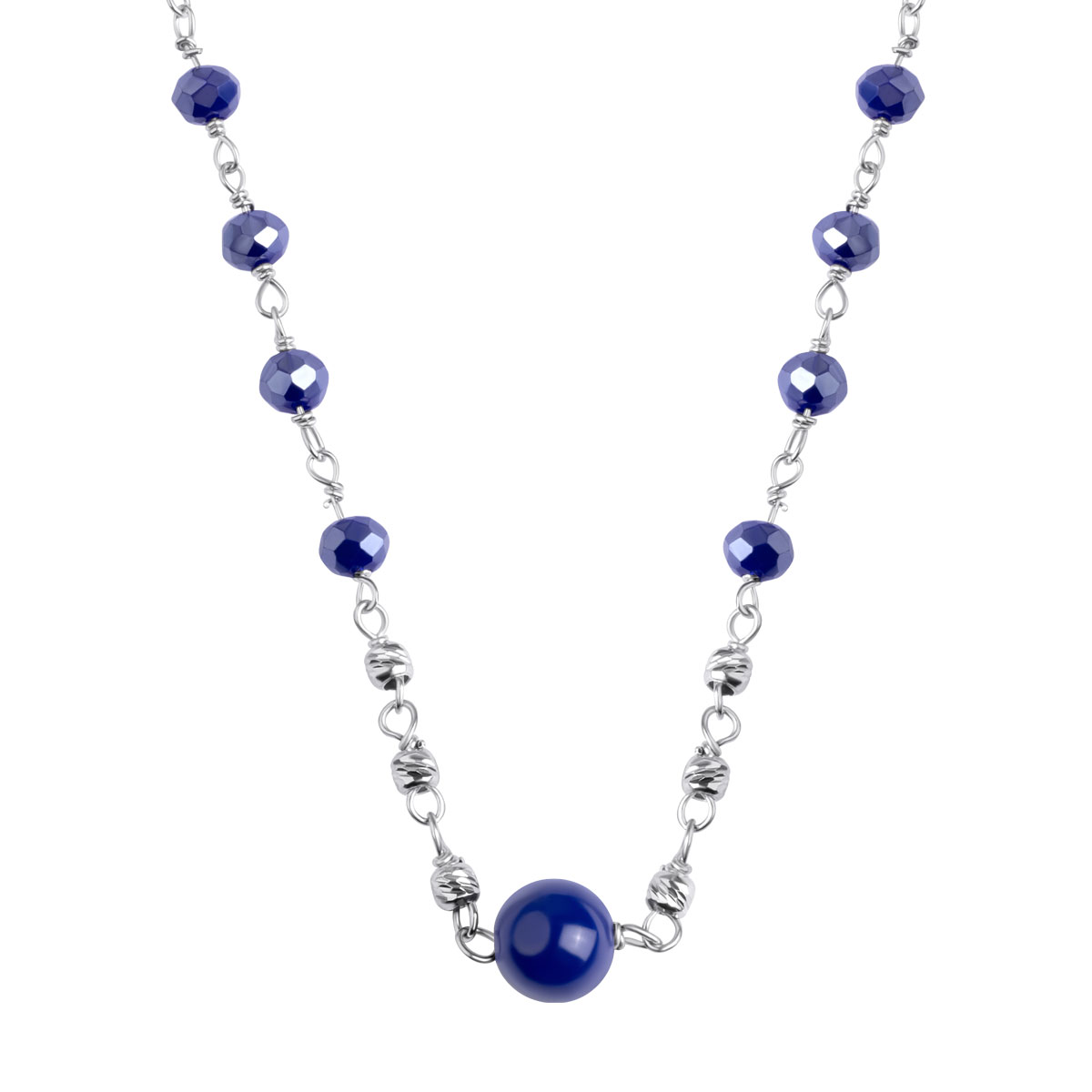 NASZYJNIK ROD SZKŁO GRANATOWE I LAPIS LAZULI 40+5 CM