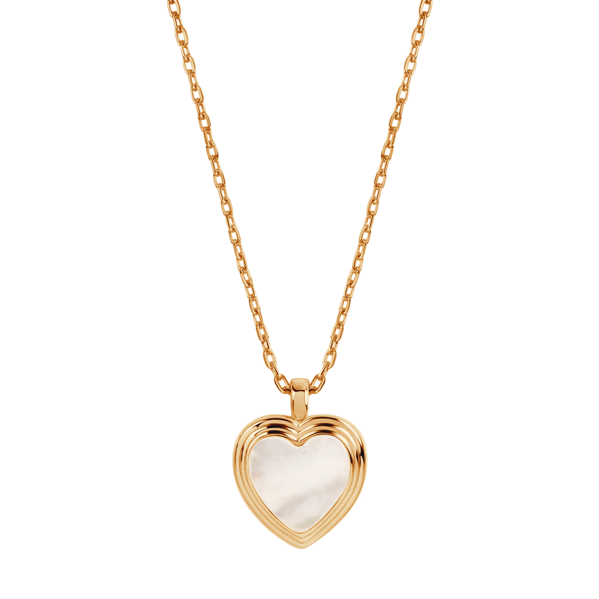 NASZYJNIK ZŁOC MASA PERŁOWA BIAŁA SERCE 42+5 CM