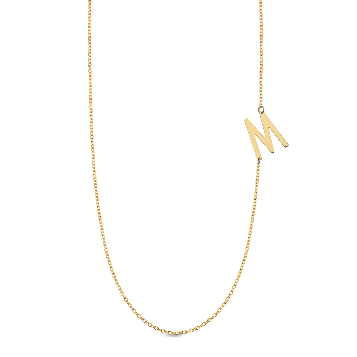Gold necklace - letter M