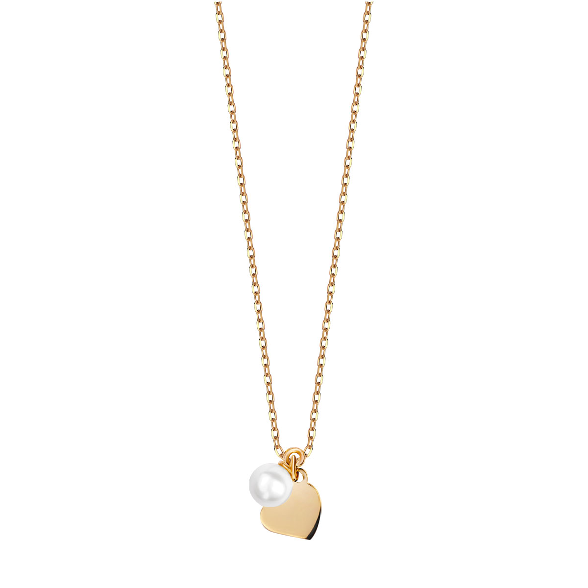 Naszyjnik złoty z perłą - serce