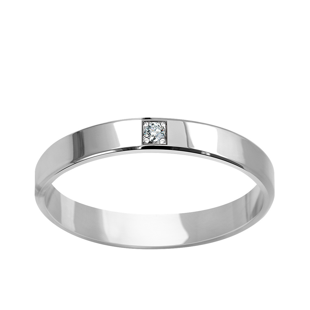 Biely zlatý snubný prsteň s diamantom
