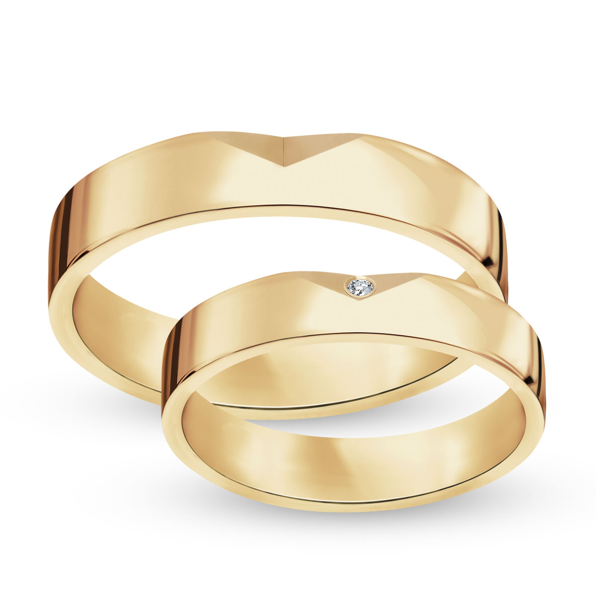 Zlatý snubní prsten s diamantem