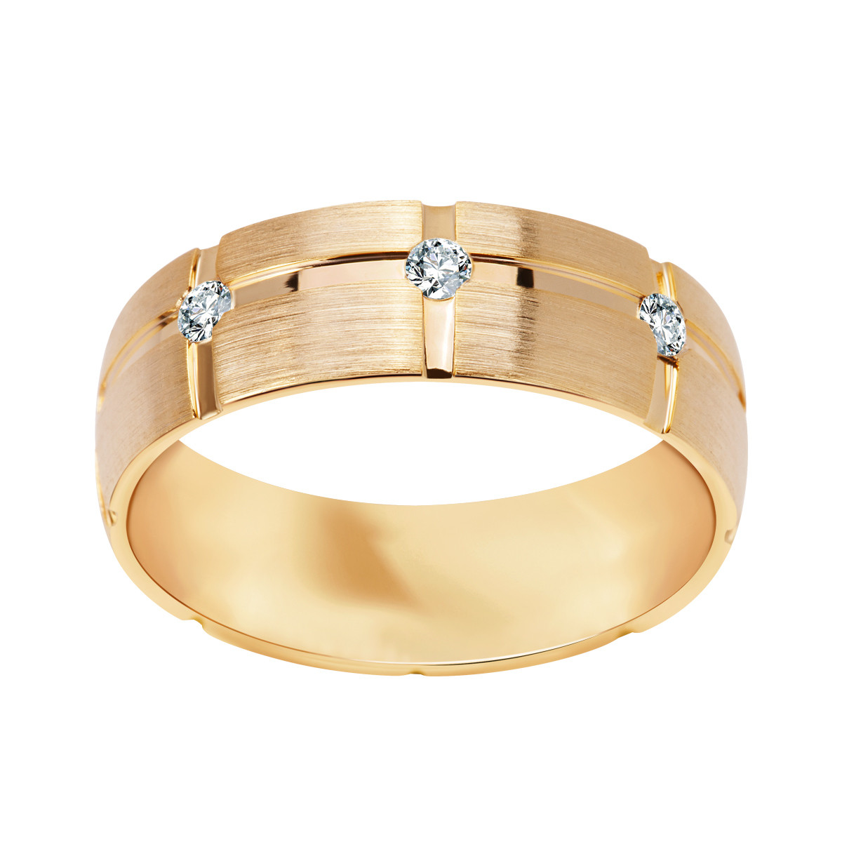 Zlatý snubní prsten se zirkony