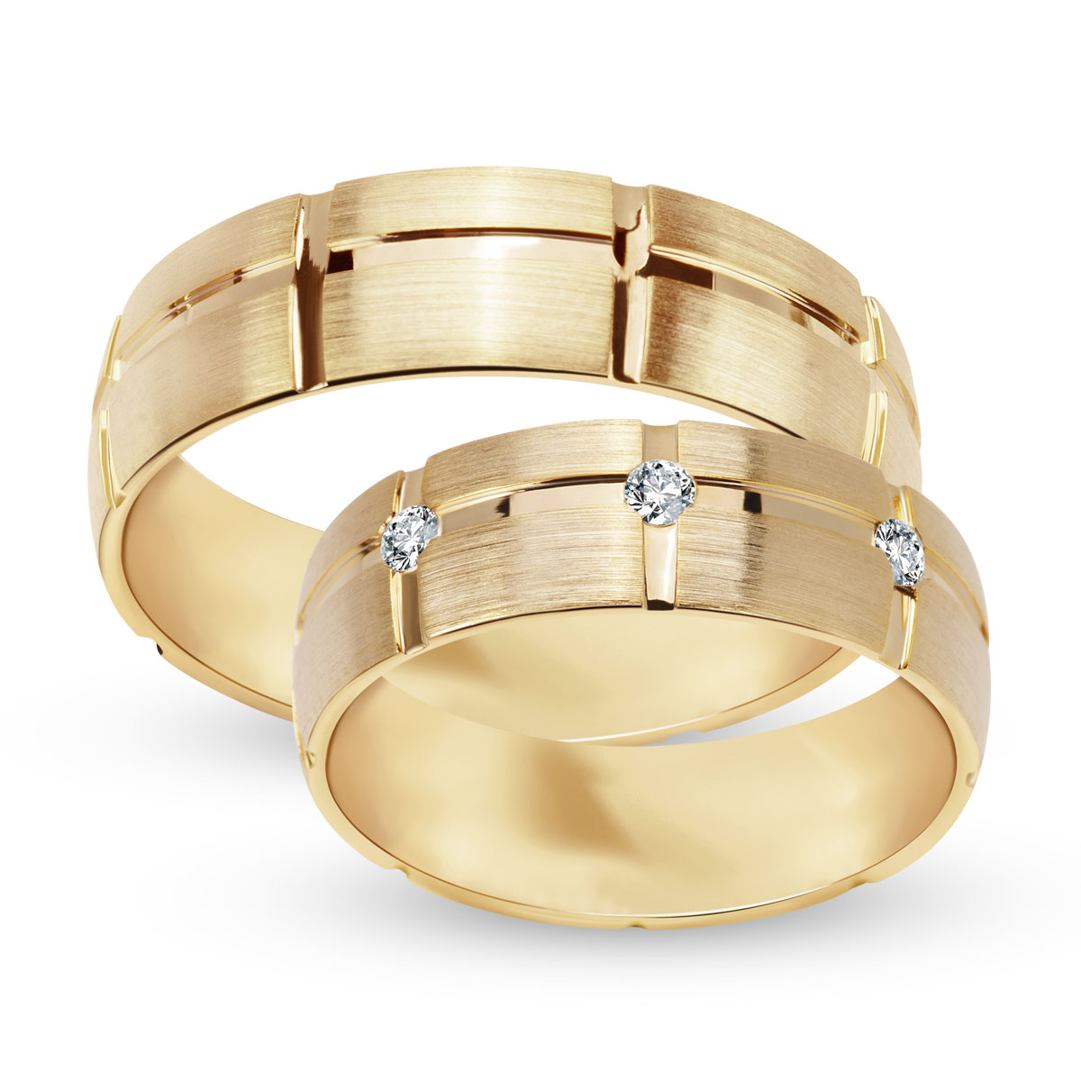Zlatý snubní prsten se zirkony