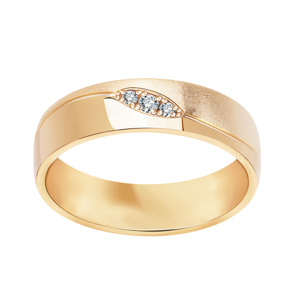 Zlatý snubní prsten se zirkony 