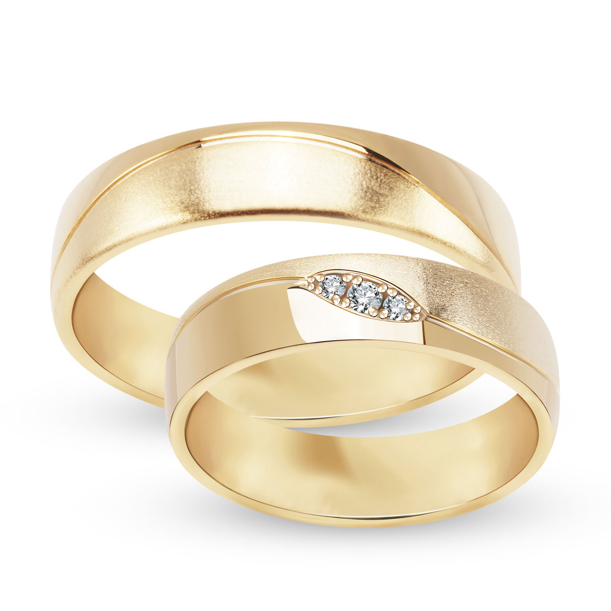 Zlatý snubní prsten se zirkony 