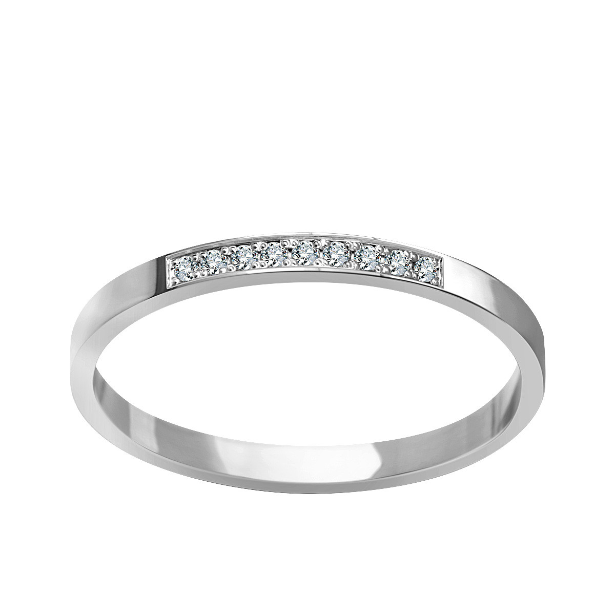 Biely zlatý snubný prsteň s diamantmi