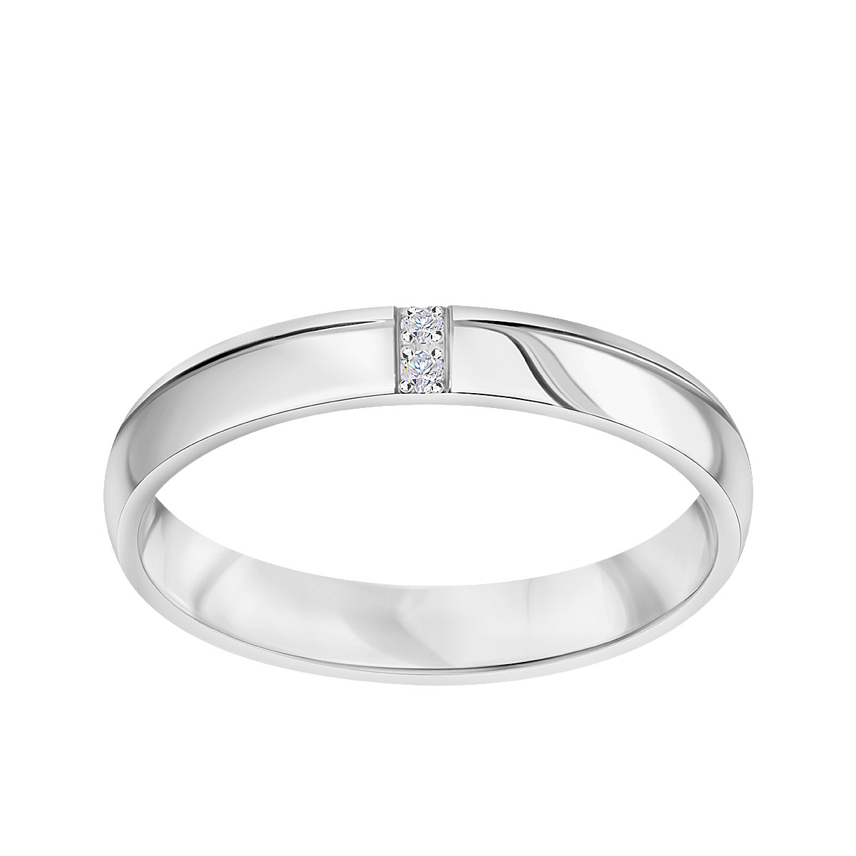 Biely zlatý snubný prsteň s diamantmi