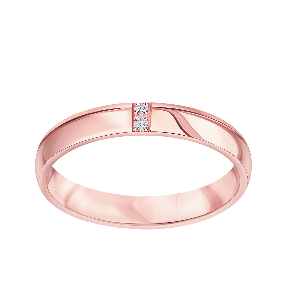 Rose gold wedding ring with diamonds