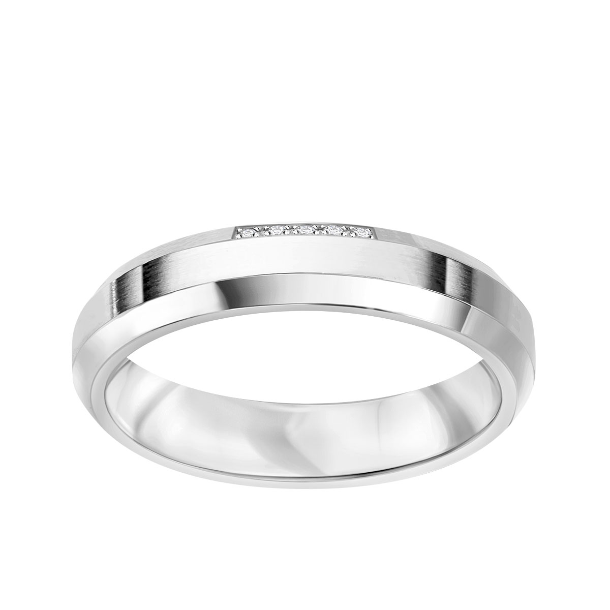 Snubní prsten z bílého zlata s diamanty