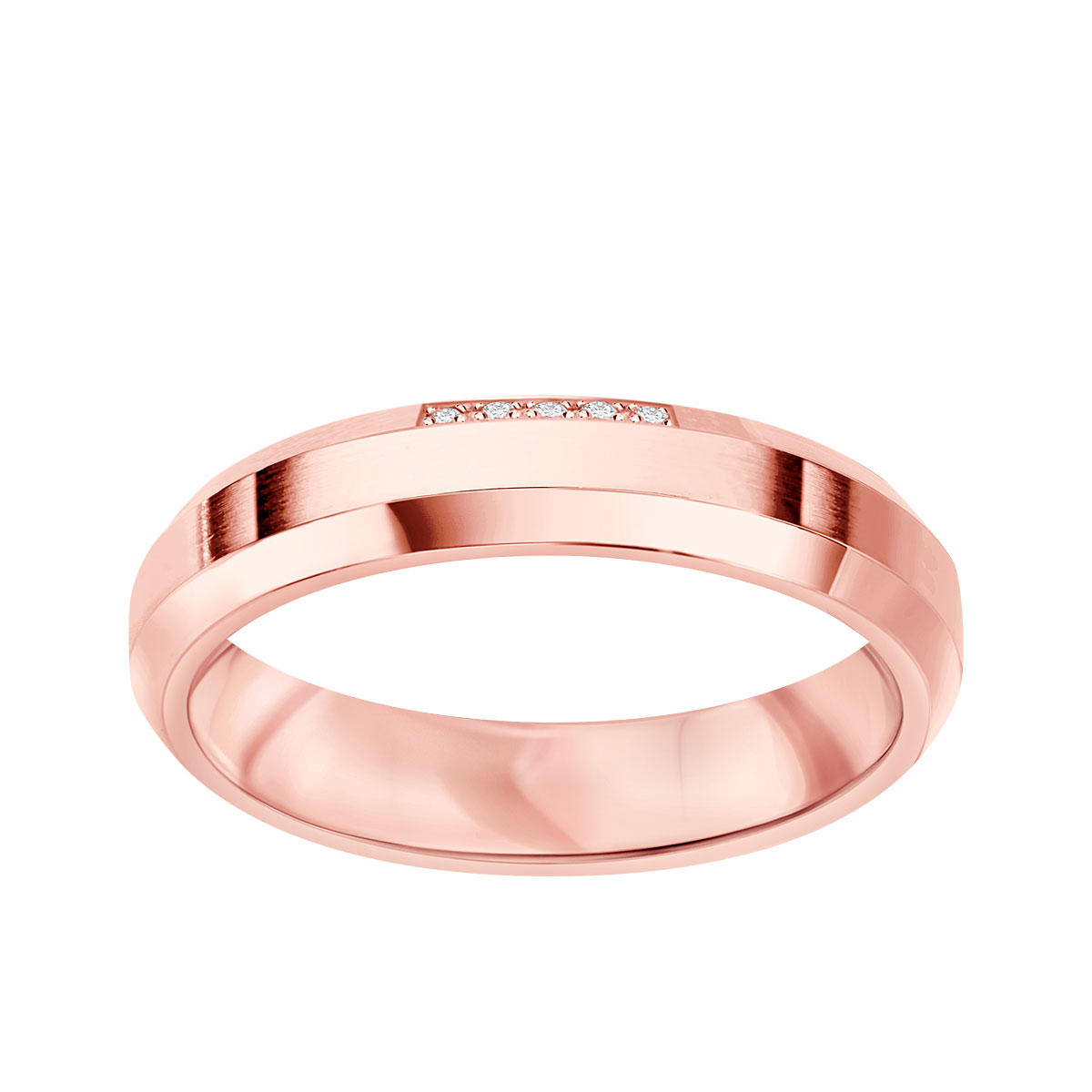 Snubní prsten z růžového zlata s diamanty 