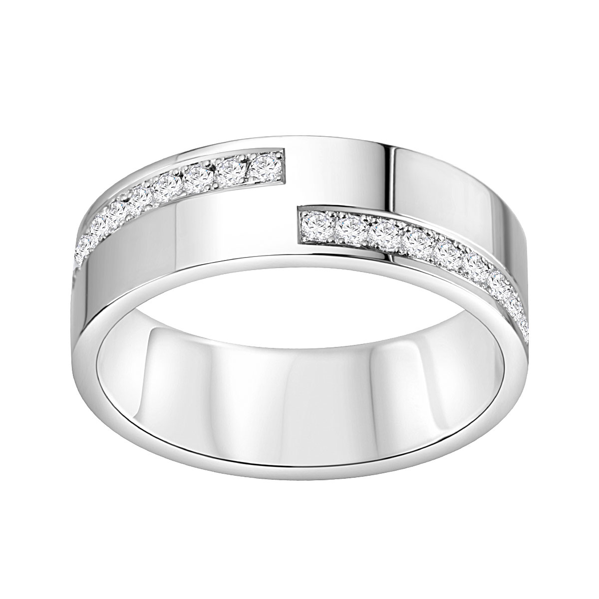 Snubní prsten z bílého zlata s diamanty